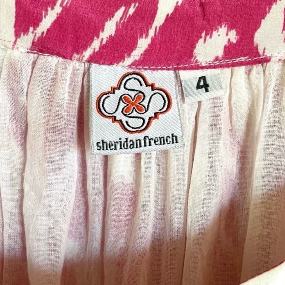 Sheridan French Silk Ikat Maxi Dress Pink Resort Size 4 Melissa - Picture 6 of 7